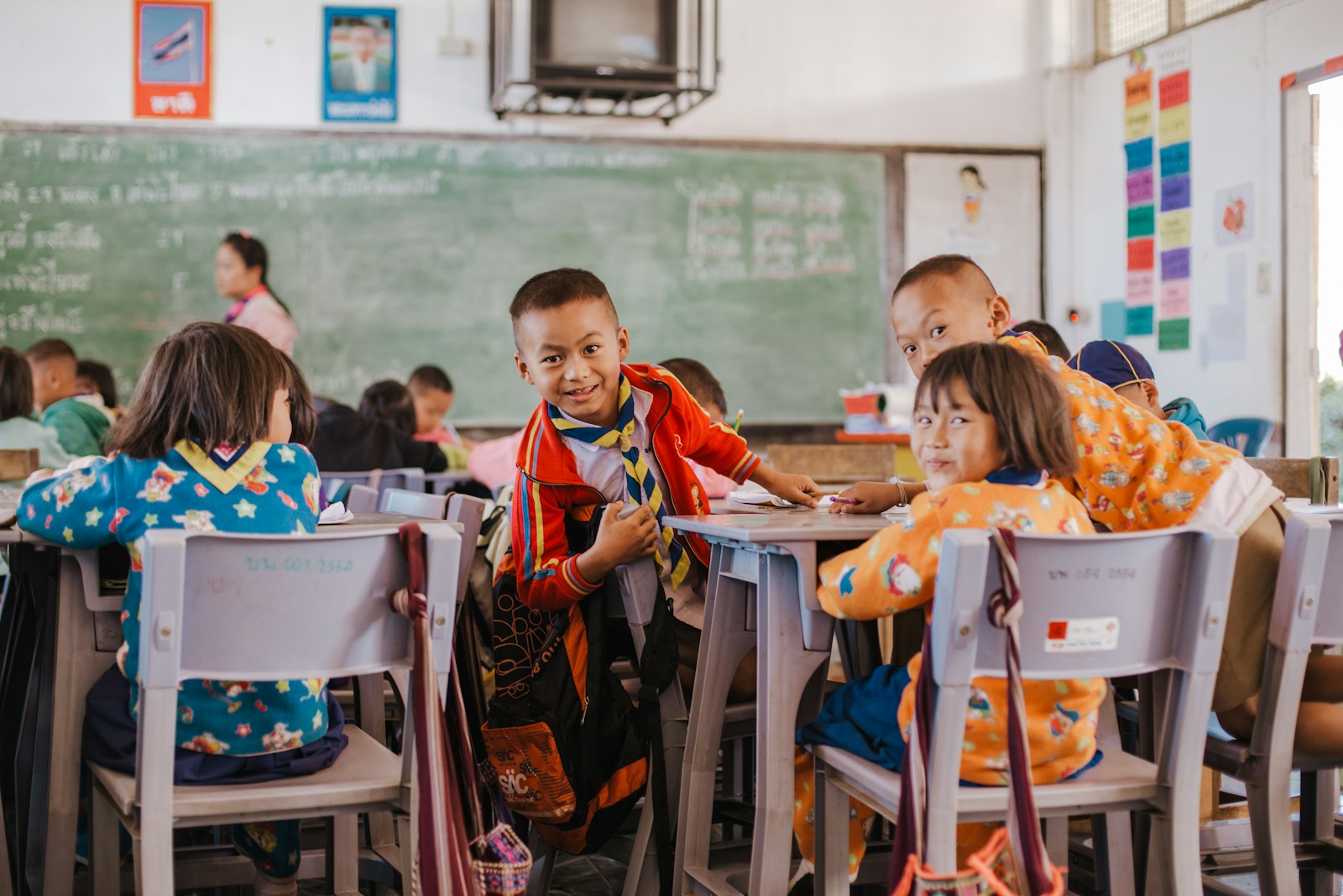 Students smiling together in their classroom